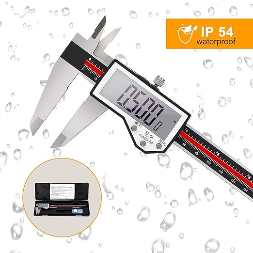 Digital Caliper, 8" Caliper Measuring Tool Extreme Accuracy Waterproof Electronic Vernier Caliper Industrial Stainless Steel Digital, Durable Measuring Tool with Large LCD Screen