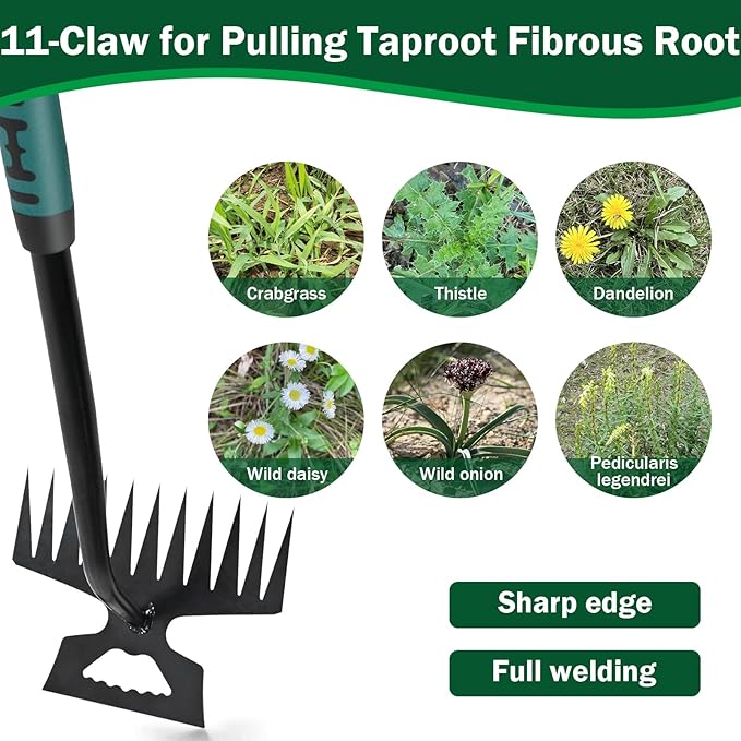 Weed Remover Tool,Portable Garden Weeder Tool,2026 New Gardening Weeding Tools,for Garden Hand Tools for Vegetable Gardening Backyard Farm Planting & Uprooting Weeding Tool (11 Teeth)