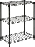 Honey-Can-Do 3-Tier Heavy Duty Adjustable Shelves, Metal Storage Rack With 250-lb Shelf Capacity, Black, 14" W x 24" L x 30" H