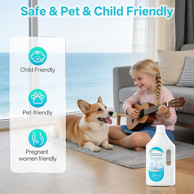 Floor Cleaning Solution Ocean Scent, Compatible with Roborock Cleaning Solution Quick Drying Without Residue Suitable for All Robot Vacuums and Wet Dry Dual-Use Vacuum Cleaners (1 L, Ocean)