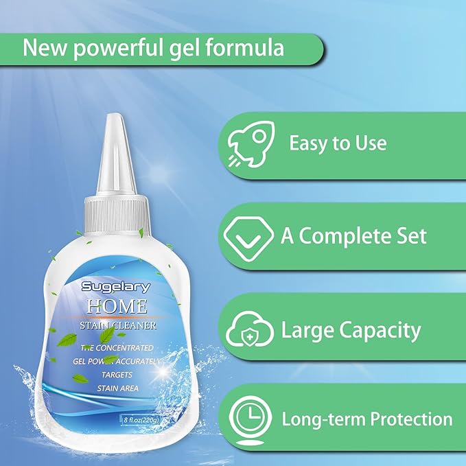 Sugelary Mold Stain Cleaning Gel, 8 fl oz All Purpose Cleaner for Washing Machine Gasket, Grout, Caulk, Shower, Sink, and Bathroom Surfaces