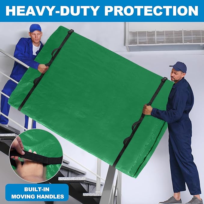 TICONN Mattress Bags for Moving, Heavy Duty Cali King Mattress Cover Storage Bag with Full-Around Handle and Adjustable Buckles (Green, Cali King)