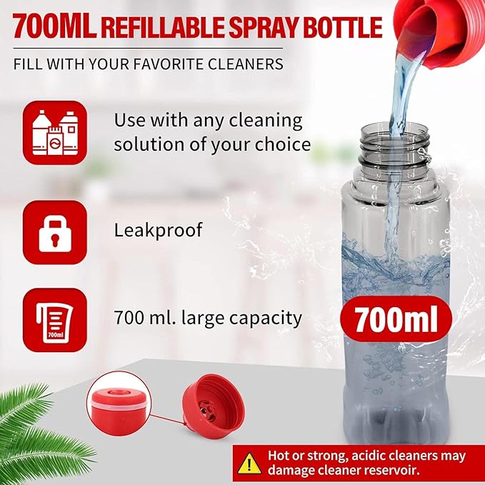 Spray Mops for Floor Cleaning, Microfiber Spray Cleaning Mop Kit with 3 Reusable Washable Pads 700ML Refillable Bottle and Scrubber Flat Mop with 360 Degree Swivel Head for Hardwood Laminate