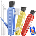 6 Pack Holikme 4 in 1 Cup Lid Cleaning Brush Set with 3 Straws, Multifunctional Bottle Brush, Silicone Cup Lid Gap Cleaner, Durable Bristle Crevice Cleaning Brush, Blue & Yellow & Red