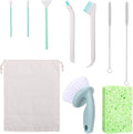 XANGNIER Water Fountain Cleaning Kit,Dog and Cat Water Fountain Cleaner Brushes Kits,Pet Drinking Dispenser Washing Kit with Sponge Wipe,Handle Brush,Crevice Brush,Cotton Swab,Storage Bag,10 Pcs