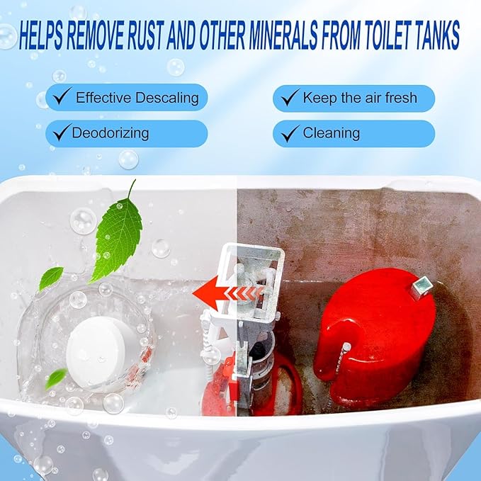 Automatic toilet cleaning tablets,50 packs-bleaching, descaling, deodorizing-water tank drop tablets, fresh smell, safe, for removing stains and scale, recommended for most toilets, cost performance