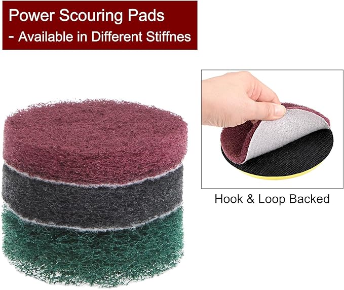 HARFINGTON 8pcs Drill Power Brush 2 inch Tile Scrubber Scouring Pads 180-240 Grit for Bathroom Kitchen Household Cleaning