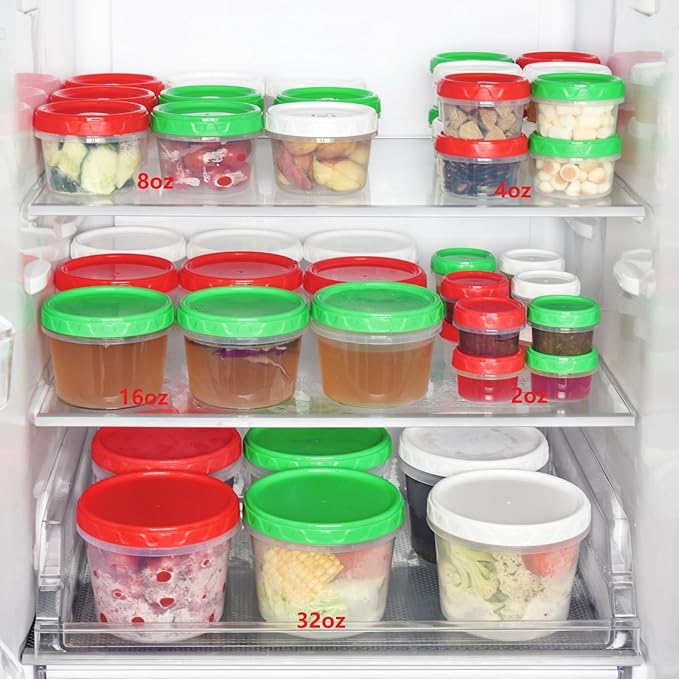 EONJOE 4oz Plastic Containers with Lids Reusable Dishwasher Freezer Safe Airtight,12-Pack