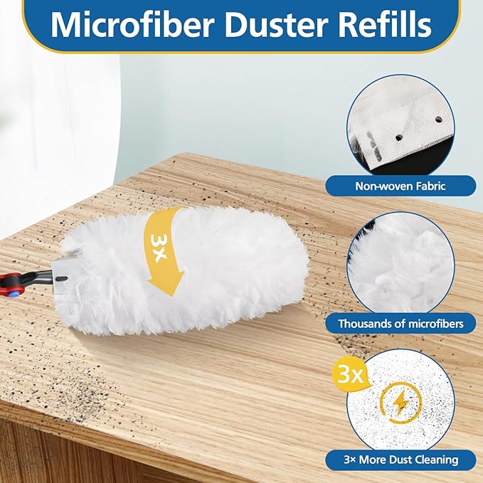 30 Pack Duster Refills Compatible with O-Cedar Flex & Catch Duster, 360° Heavy Duty Disposable Duster Refills Replacement, 3X More Dust Cleaning Than Feather Dusters