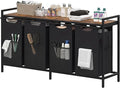 Heybly Laundry Hampers, 4 × 15Gal (228 L) Laundry Basket with Large Desktop Sorter for Laundry Room organization, Bathroom and Dorm Laundry Bags on Storage Shelf, Rustic Brown HLH004SR