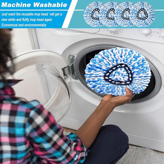8 Pack Spin Mop Replacement Heads,100% Microfiber Spin Mop Refill Head,360° Spinning Mop Replace Head for Floor Cleaning, Only Fit for RinseClean 2-Tank System
