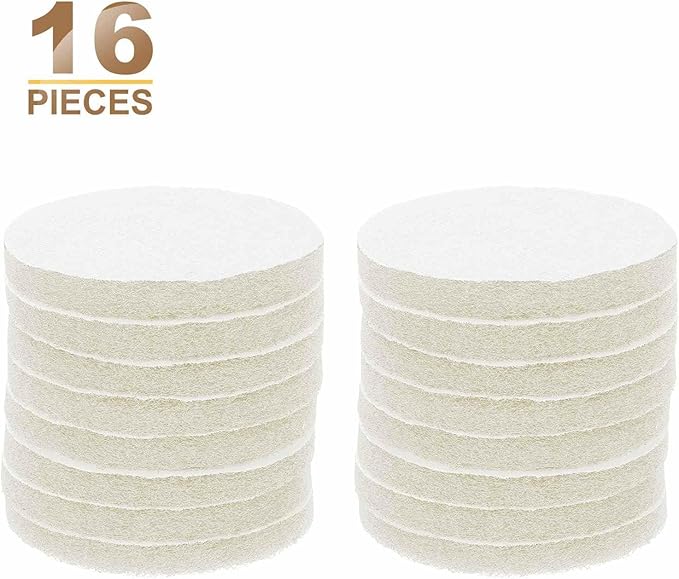 HARFINGTON 16pcs Scrubber Scouring Pads 450 Grits 4 Inch Drill Power Brush Hoop and Loop Surface Conditioning Disc Drill Scuffing Disc Scrub Pads for Home Kitchen Cleaning, White