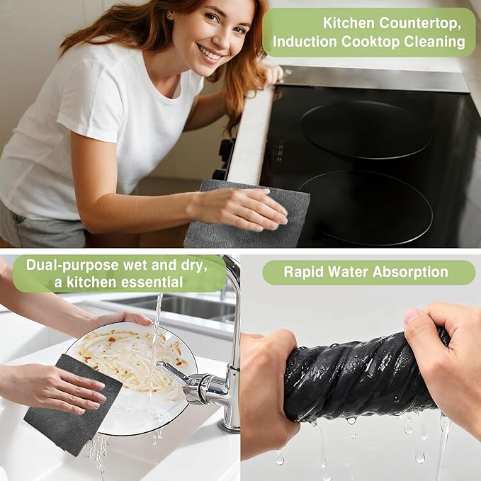 Thickened Magic Cleaning Cloth, Reusable Magic Cleaning Cloths for Glass, Streak Free Microfiber Magic Cleaning Cloth Reusable Rags for Kitchen, Windows, Mirrors, Cars (5)