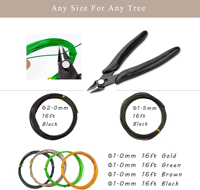 Bonsai Tree Tools Kit, 22 PCs Bonsai Tools Set High Carbon Steel Trimming Tools Set Include Pruning Shears, Cutters, Training Wires, Bonsai Grooming Care Kit for Beginner Gardening Gifts