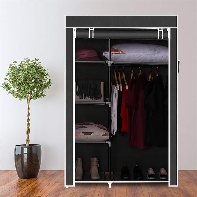 Portable Closet Wardrobe Closet for Hanging Clothes, Closet Organizer Storage Large Wardrobe Closet Free Standing Clothes Rack Clothes Storage Organizer for Bedroom Living Room