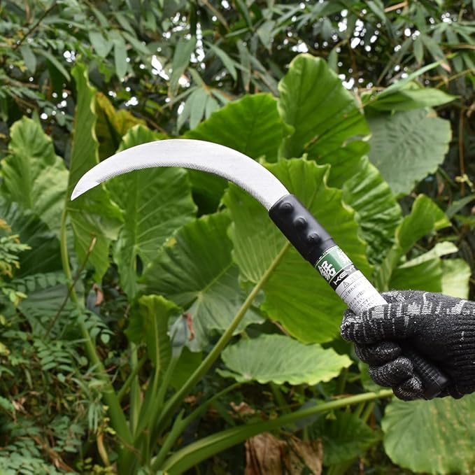 Clearing Sickle,Weeding Sickle, carbon steel Blade/steel Handle Animal Husbandry Sickle - Great for Removing Unwanted Vines and Weeds (13 in)