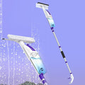 Spray Window Squeegee with 60" Extension Pole, Window Cleaning Squeegee Kit- 2-In-1 Squeegee Scrubber, 3 Microfiber Cleaning Pad&400ML Refill Bottle, Multi-Use Squeegee for Home Shower Car Windshield.
