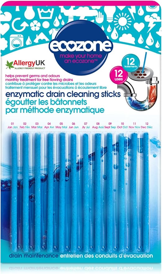 ECOZONE Enzymatic Drain Cleaning Sticks, 12 CT