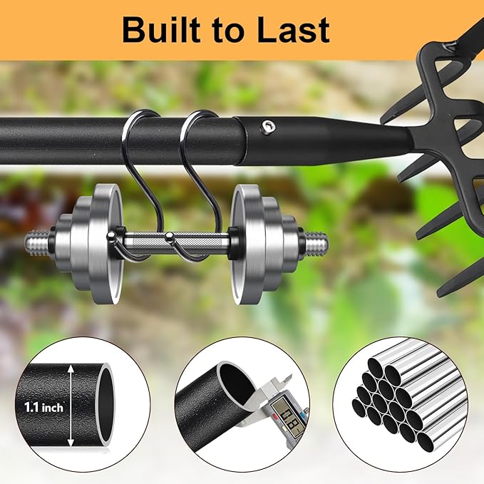 Garden Hoe Weeding Tool, Heavy Duty 73" Long Handle Stirrup Hoe Cultivator, 2 in 1 Action Scuffle Hula Push Pull Hoe Manual Weeder for Gardening Landscaping Loosening Soil Removing Grass
