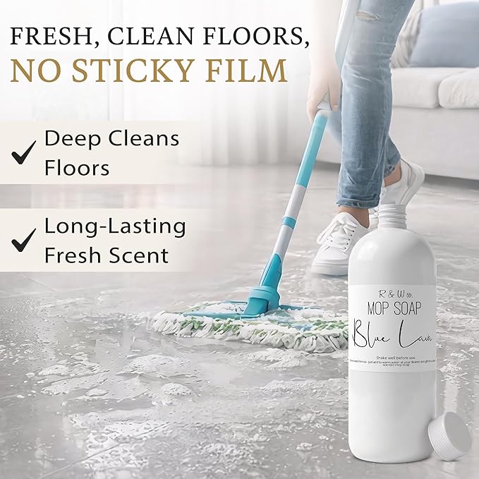 R&W Co. Original Mop Soap – Blue Lava Scent, 32 oz Premium Multi-Surface Floor Cleaner, Streak-Free Shine for Tile, Hardwood & Laminate Floors, Non-Toxic, Pet & Skin Safe Gentle Cleaning Formula