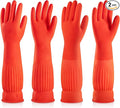 ThxToms Rubber Dishwashing Cleaning Gloves (2-Pair) - Fleece Lined, Reusable, Waterproof with Extra-Long Cuff & Anti-Slip Design for Household & Kitchen Use - Small