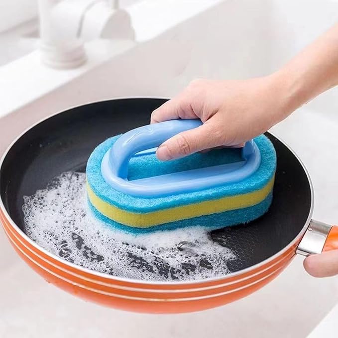 2pcs Household Cleaning Tools Quality Sponge Cleaning Brush with Handle Perfect for Daily Use in Kitchen Thick Sponge Brush