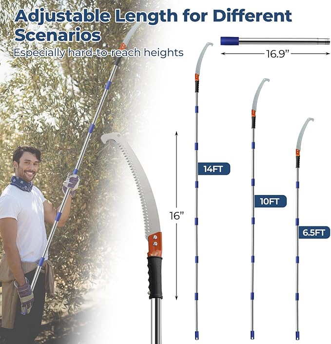 Pole Saws for Tree Trimming, 6.5FT Long Branch Cutter Handle Pruner, Heavy Duty Tree Trimmer Pole | Ergonomic Non-Slip Grip for Yard Garden and Patios High Branches Cutting