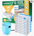 Vacuum Storage Bags with Electric Pump, 10 Pack Medium Size（28"x 18"） Reusable Compression Space Saving Bag for Clothes, Bedding, Mattress, Blankets, Pillows, Comforters, Travel