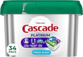 Cascade Platinum Dishwasher Pods, Dishwasher Detergent, Dish Detergent Soap, Fresh, 34 count