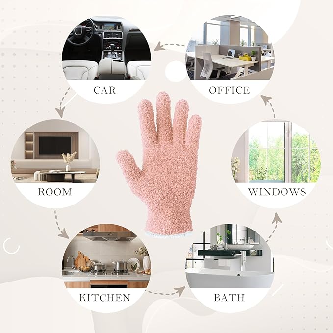 Evridwear Microfiber Gloves for Plant Dusting,Reusable Leaf Cleaning Glove for Houseplants,Blinds,Furniture and Small Objects