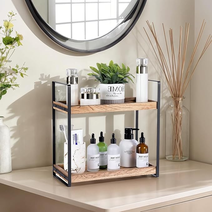 Giftacity Bathroom Counter Organizer and Storage - Kitchen Countertop Organizer for Bathroom Sink and Coffee Bar, 2-Tier Vanity Counter Tray Shelf for Restroom Decor
