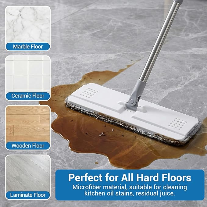 20Pcs Mop Replacement Pads Compatible with Flat Mop or Mop Bucket Set, 13" X 4.9" Universal Mop Pads Mop Head Refills Washable Wet Mops, Microfiber Flat Mop Pad for Most 11-13” Size Mops