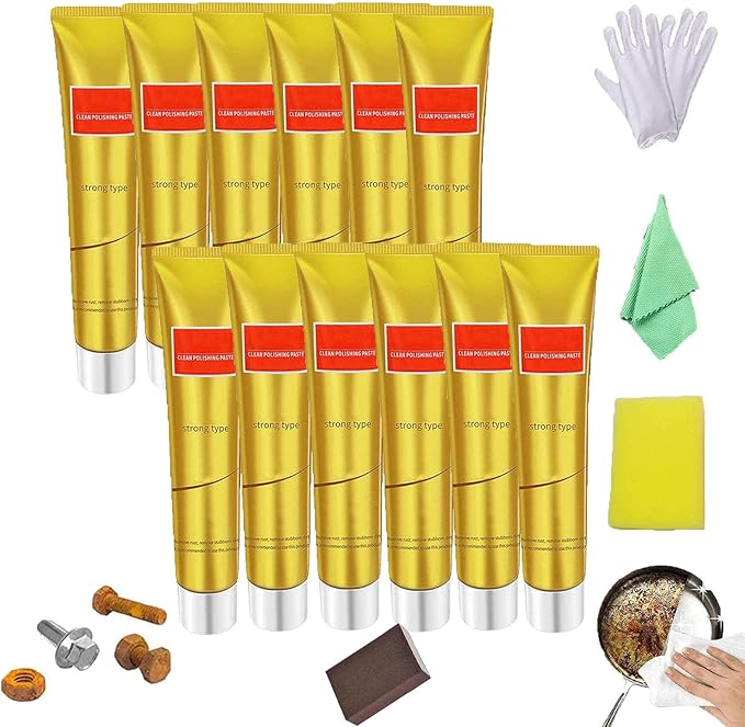 Raturv Metal Polish Cream, Instashine Metal Cream, Metal Polishing Paste, Metal Polishing Kit, Chrome Polish And Rust Remover For Stainless Steel (10pcs)