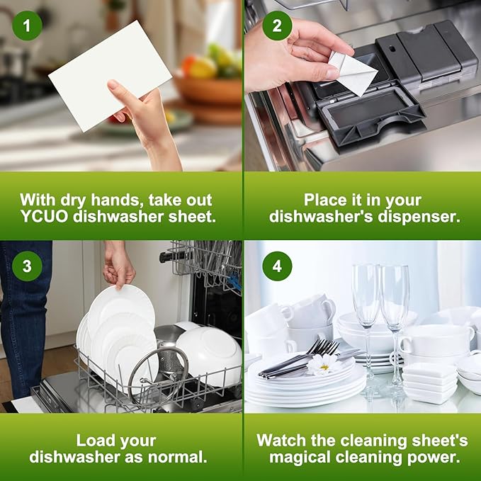 Dishwasher Detergent Sheets 100 Loads,Eco Friendly Dishwasher Detergent Plastic-Free Washer Sheets Alternative (Lemon)