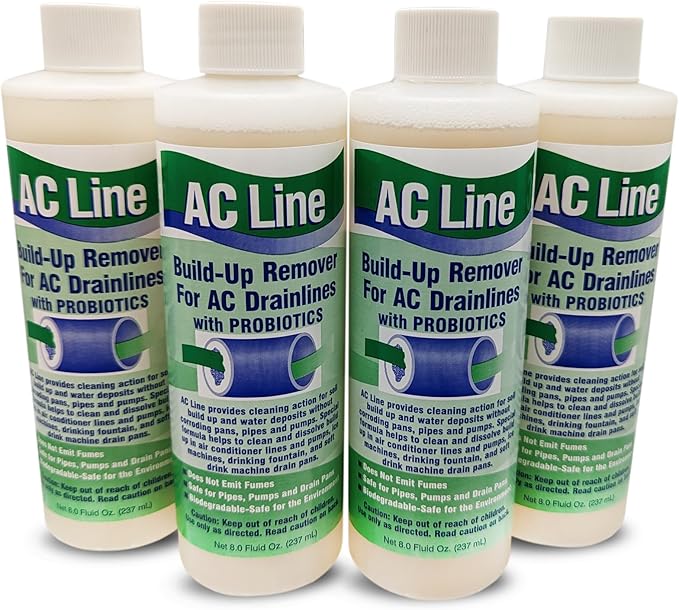 AC Drain Line Cleaner - 4 Pack / 12 Month Supply - Cleans HVAC drain lines, condensate lines, and more