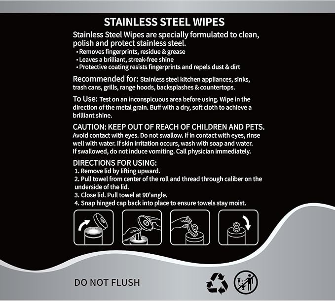 4 Pack Stainless Steel Cleaner Wipes 240 Count Stainless Steel Polish Wipes Cleaner for Kitchen Oven Refrigerator Dishwasher Microwave Cleaning and Protection