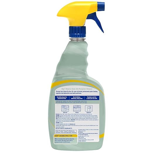 Zep Home Pro Heavy-Duty All-Purpose Cleaner - 32 oz (Pack of 1) R61506 - Removes tough grime from multiple indoor surfaces like counters & floors while leaving behind a Eucalyptus Bergamot scent