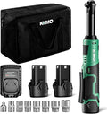 KIMO 3/8" Extended Electric Ratchet Wrench Set, 400RPM 40Ft-Lbs 12V Cordless Ratchet Wrench w/ 2x2.0 Ah Batteries, 1Hour Charger, 7Sockets & 1/4" Adapter, Power Ratchet with Variable Speed & LED Light