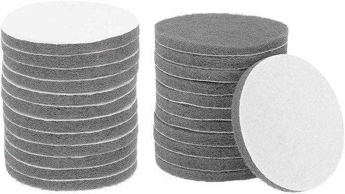 HARFINGTON 24pcs Scrubber Scouring Pads 800 Grits 5 Inch Drill Power Brush Hoop and Loop Surface Conditioning Disc Drill Scuffing Disc Scrub Pads for Home Kitchen Cleaning, Gray