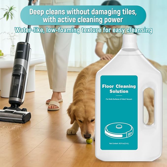 82 FL OZ/2.4 L Original Scented Floor Cleaning Solution Compatible with Dreame Cleaning Solution, Pet-friendly & No Residue, Floor Cleaner for All Robot Vacuum and Wireless Wet Dry Vacuum Cleaners