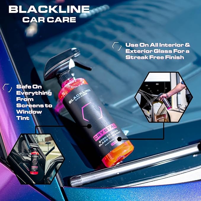 Blackline Glass Cleaner - Works on Glass, Windows, Mirrors & Navigation Screens. Tint Safe Car Window Cleaner - 16 fl oz bottle, Streak Free Spray