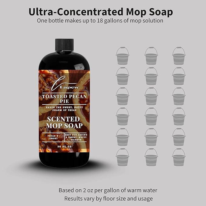 Lapew Toasted Pecan Pie Scented Mop Soap - Luxury Floor Cleaner Concentrate for Mopping Tile, Laminate, Vinyl & Hardwood | Streak-Free, Low-Foam | 36 oz