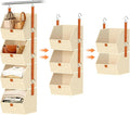 MSJGA 4-Tier Hanging Closet Organizer and Storage with Detachable Bins, Fabric Hanging Shelves for Closet, Dorm, Rv, Space-Saving Collapsible Basket for Handbags, Clothes (47” H)