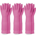 Mamison 2 Pairs Reusable Waterproof Household Dishwashing Cleaning Rubber Gloves, Non-Slip Kitchen Glove (Pink, XXL (Pack of 3))