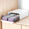 Underwear Organizer Drawer, 12 Cells Plastic Sock Underwear Storage Drawer, Stackable Closet Organizers and Storage Box for Bras, Socks, Scarves, Ties, Belt (King Size-White, 1 Pcs)