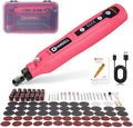 HARDELL Mini Cordless Rotary Tool, 5-Speed 3.7V Rechargeable Rotary Tool Kit with 129Accessories, USB Charging Multi-Purpose DIY Tool for Sanding, Polishing, Drilling, Engraving, Woodworking(Pink 129)