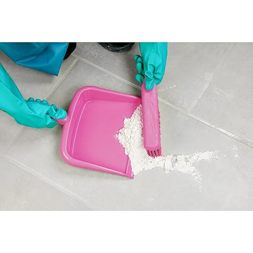 SPARTA Large Handheld Dustpan with Hanging Hole, Heavy-Duty Plastic Dustpan with Wide Lip for Countertops and Surfaces, Plastic, 10 Inches, Pink, (Pack of 12)