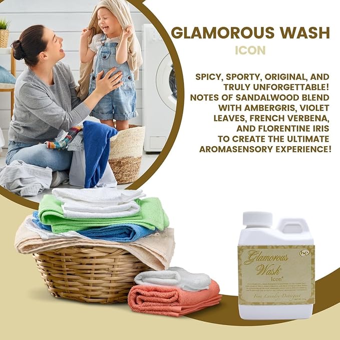 Worldwide Nutrition Bundle: Tyler Glamorous Wash Icon Scent Laundry Liquid Detergent - Luxury Liquid Laundry Detergent - 4 oz, 112-gram Container and Multi-Purpose Key Chain