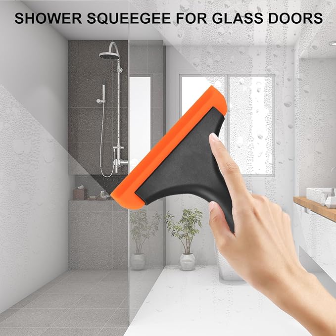 SetSail Shower Squeegee for Glass Doors, Small Squeegee for Shower Glass Door Mini Silicone Squeegee for Window, Door, Bathroom, Mirror, Car Window