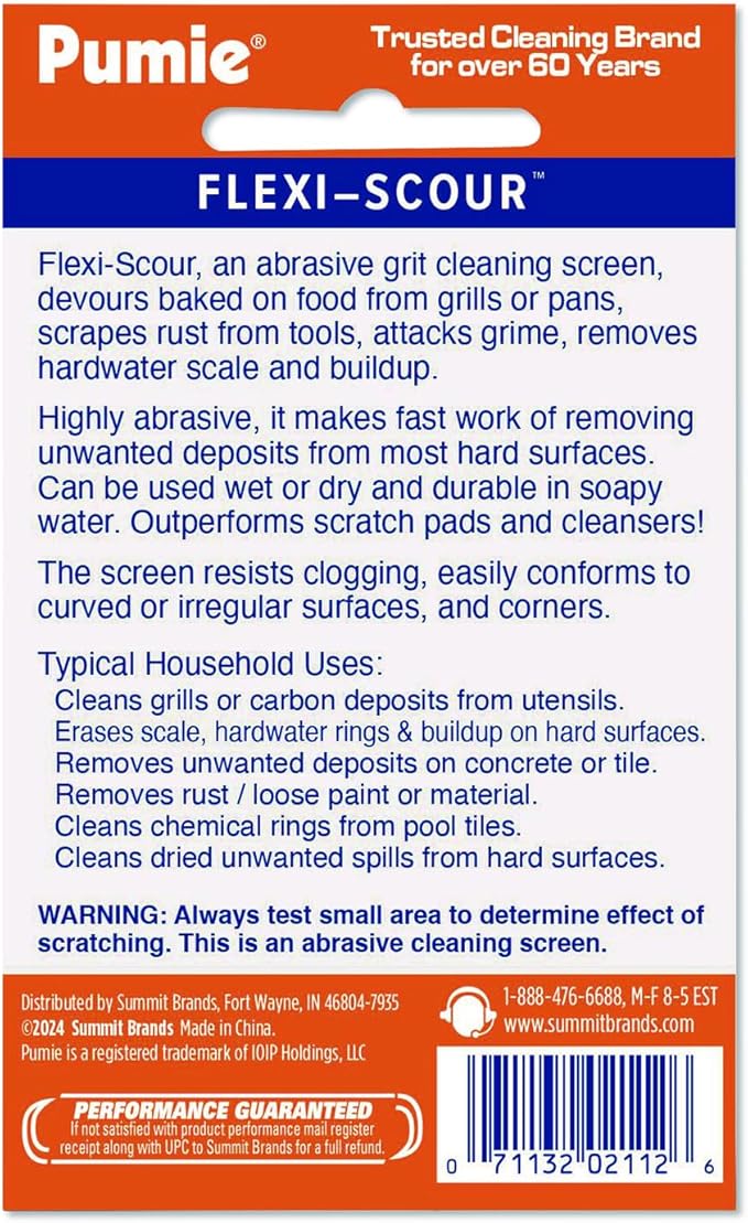 PUMIE Flexi-Scour, 5.5 x 4 Inch Flexible Scrubbing Screen for Household Cleaning, Flexible Scouring Mesh Pad, FLEX-12 C Abrasive Grit Cleaning Screen for Grill, Removes Carbon, Rust, Scale(Pack of 48)